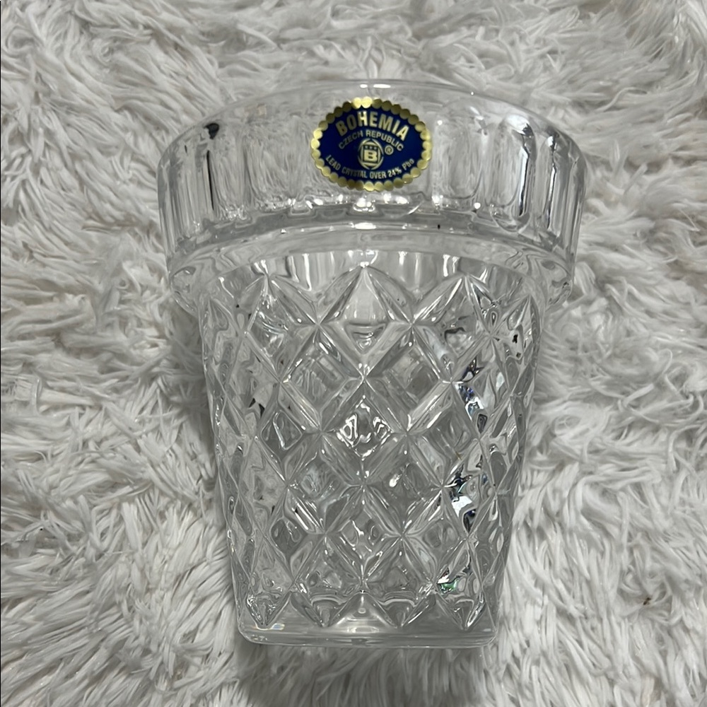 Bohemia Czech Republic Lead Crystal Flower Vase